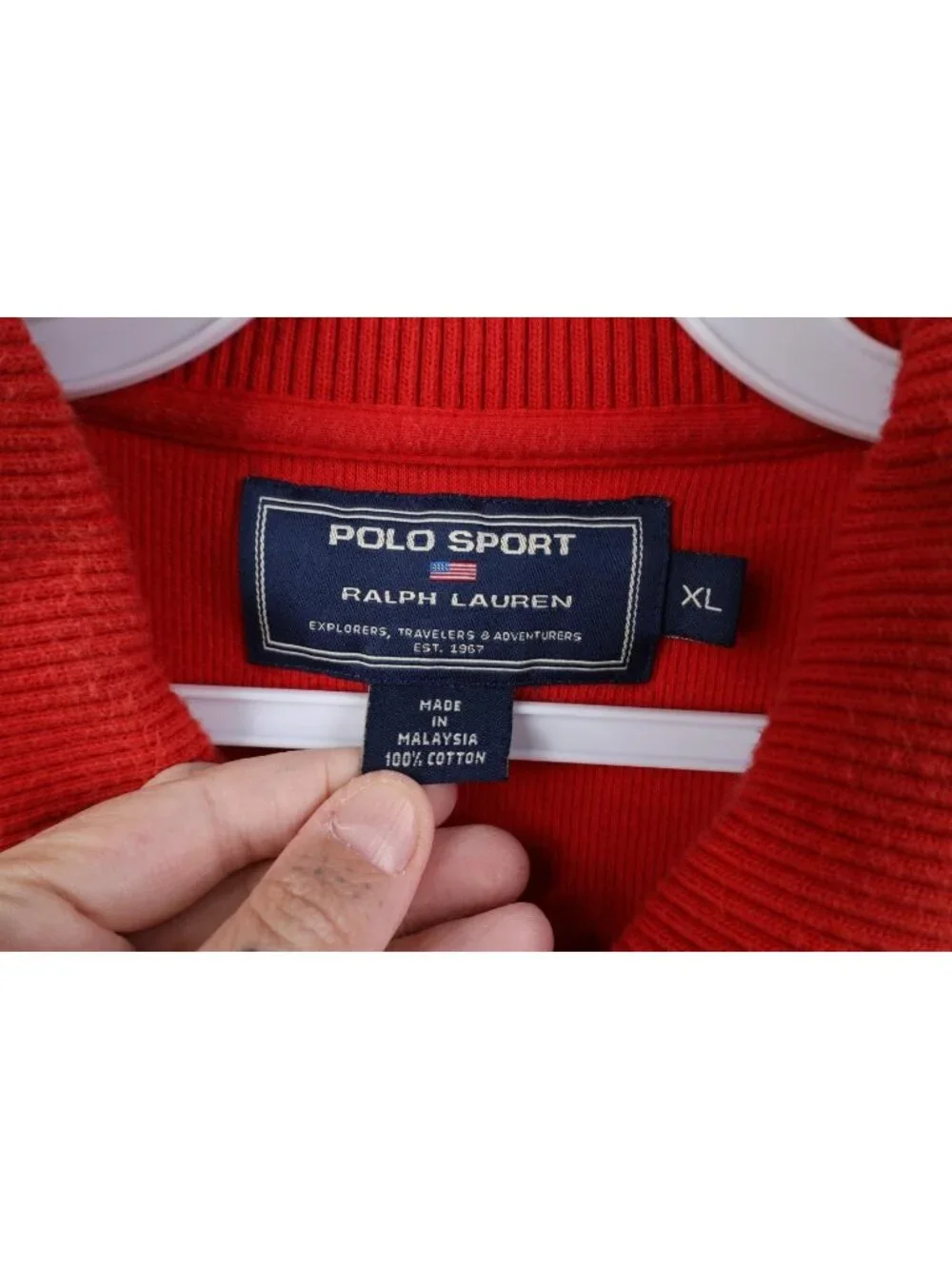 Vtg 90s Polo Sport Ralph Lauren Mens XL Spell Out Flag Thermal Knit Golf Polo